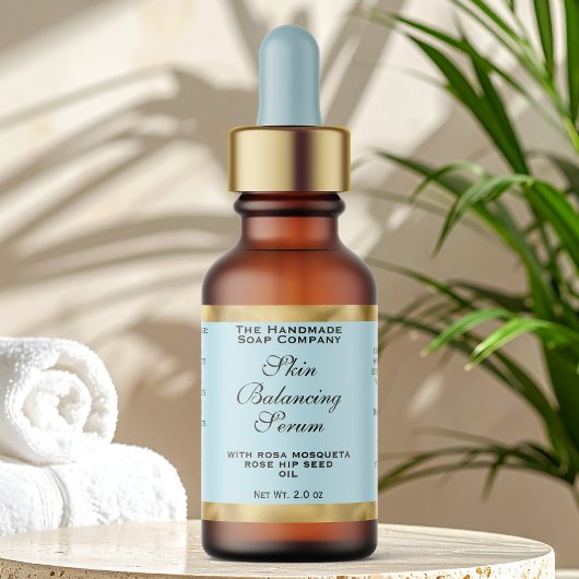 Pale Blue & Gold Small Dropper Bottle Label  ラベル