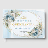 Pale Blue Gold Tiara Eucalyptus Quince Guest Book ゲストブック (正面)