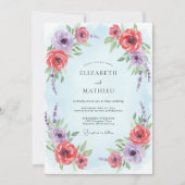 Pale Blue Illustrative Spring Wedding 招待状 (正面)