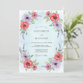 Pale Blue Illustrative Spring Wedding 招待状 (スタンド正面)