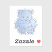 Pale Blue Pastel Gingham Teddy Bear シール (シート)