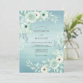 Pale Blue Serene Watercolor Wedding 招待状 (スタンド正面)