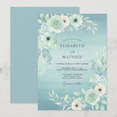 Pale Blue Serene Watercolor Wedding 招待状 (正面/裏面)