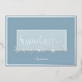 Pale Blue & Sky Snowflake Foil Holiday Card 箔シーズンカード (正面)