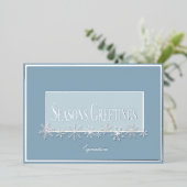 Pale Blue & Sky Snowflake Foil Holiday Card 箔シーズンカード (立ち正面)