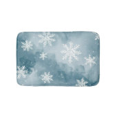 Pale Blue Snowflakes Watercolor Winter バスマット (正面)
