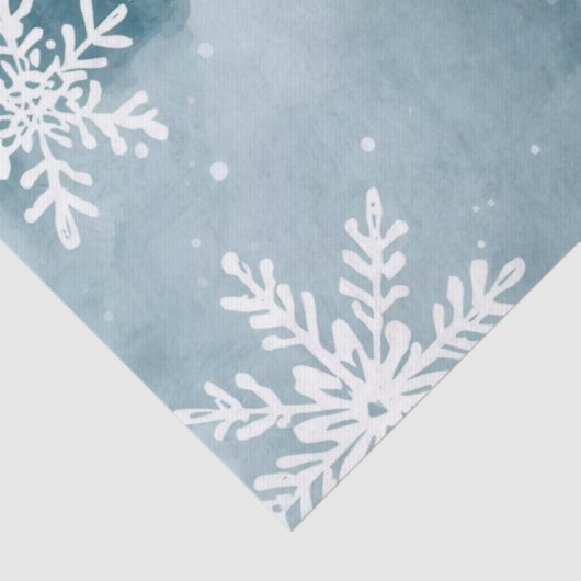 Pale Blue Snowflakes Watercolor Winter Holiday 薄葉紙 (詳細)