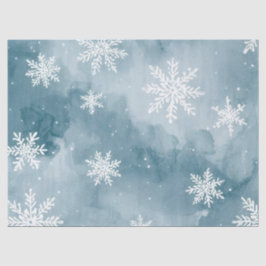 Pale Blue Snowflakes Watercolor Winter Holiday 薄葉紙