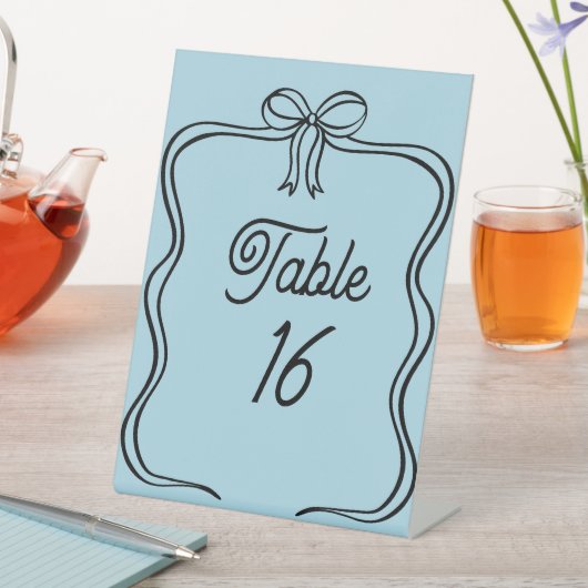 Pale Blue Wedding Table Number Acrylic Pedestal  台座サイン (インサイチュ)