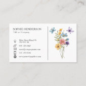 Pale blue White Watercolor Wildflower 名刺 (裏面)