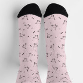 Pale Blush Cat Line Art Pattern Socks ソックス (上部)