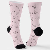 Pale Blush Cat Line Art Pattern Socks ソックス (傾斜あり)