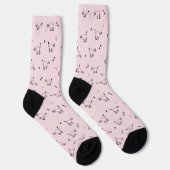 Pale Blush Cat Line Art Pattern Socks ソックス (右)