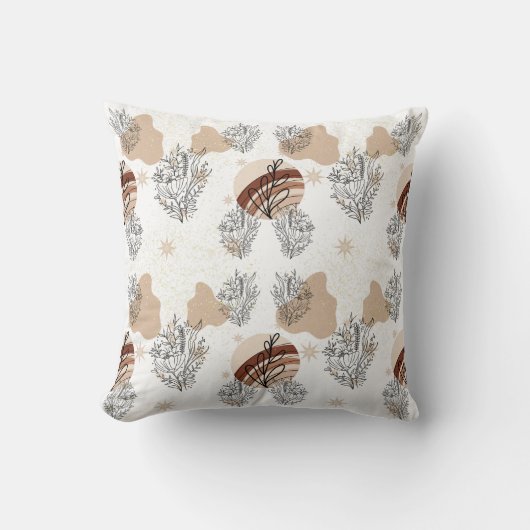 Pale Boho Wildflowers Flowers  クッション (正面)