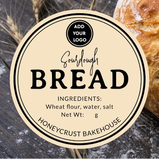 Pale Brown Bakery Sourdough Bread Label Sticker ラウンドシール