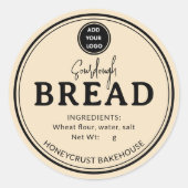 Pale Brown Bakery Sourdough Bread Label Sticker ラウンドシール (正面)