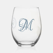 Pale Butter Yellow Soft Blue Floral Wedding ステムなしワイングラス (左)