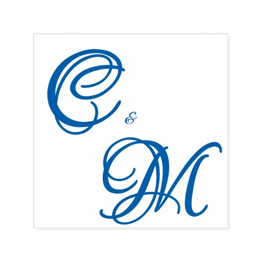 Pale Butter Yellow Soft Blue Floral Wedding セルフインキングスタンプ (デザイン)