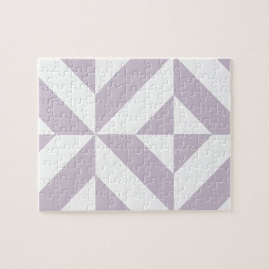 Pale Cool Grape Geometric Deco Cube Pattern ジグソーパズル (横)