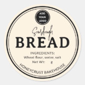 Pale Cream Bakery Sourdough Bread Label Sticker ラウンドシール (正面)