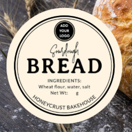 Pale Cream Bakery Sourdough Bread Label Sticker ラウンドシール