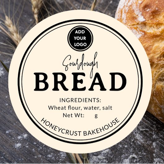Pale Cream Bakery Sourdough Bread Label Sticker ラウンドシール