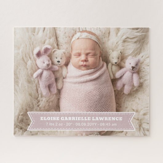 Pale Dusty Pink Newborn Baby Girl Photo ジグソーパズル (横)
