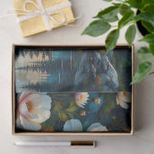 Pale Flowers grow along blue river, Mountains 薄葉紙 (ギフト)