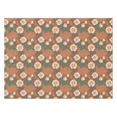 Pale Green And Cream Roses On A Warm Terracotta  テーブルクロス (正面(横))