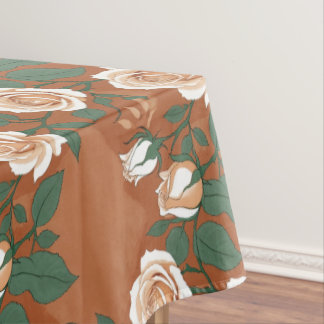 Pale Green And Cream Roses On A Warm Terracotta テーブルクロス