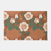 Pale Green And Cream Roses On A Warm Terracotta  ドアマット (正面)