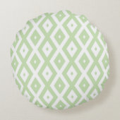 Pale green and white diamond pattern ラウンドクッション (裏面)