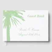 Pale green beach wedding palm tree logo ゲストブック (正面)