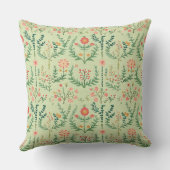 Pale Green Folk Floral クッション (裏面)