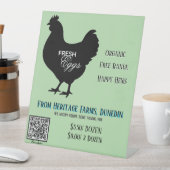 Pale Green Fresh Eggs Farmer's Market Sign QR Code 台座サイン (インサイチュ)