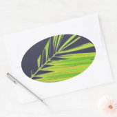 Pale Green Pastel Palm Leaves 楕円形シール (封筒)