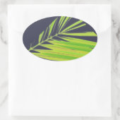 Pale Green Pastel Palm Leaves 楕円形シール (バッグ)