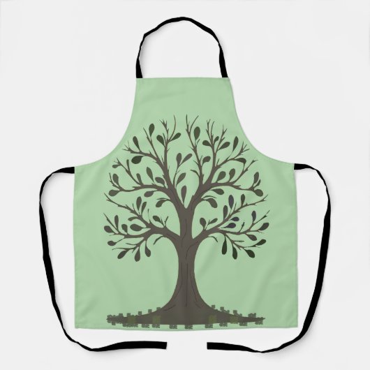 🌳 Pale Green Tree of Life Apron - Kitchen  エプロン (正面)