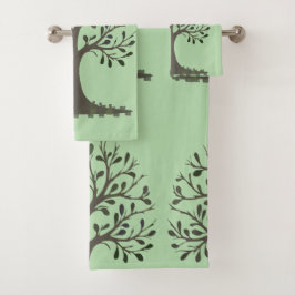🌳 Pale Green Tree of Life Bath Towel Set - Alone バスタオルセット