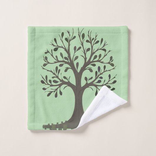 🌳 Pale Green Tree of Life Bath Towel Set - Alone バスタオルセット (ウォッシュタオル)