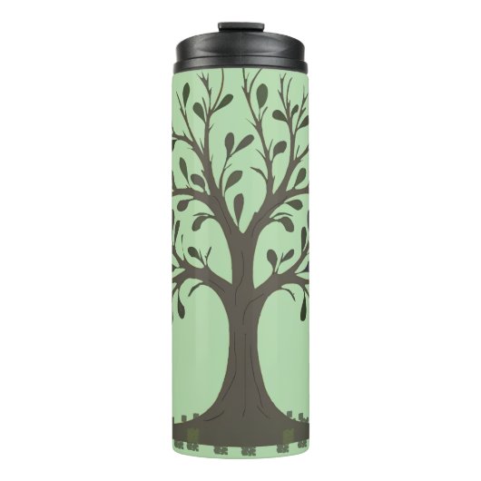 🌳 Pale Green Tree of Life Insulated Water Bottle タンブラー (正面)