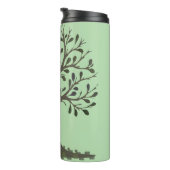 🌳 Pale Green Tree of Life Insulated Water Bottle タンブラー (回転右)
