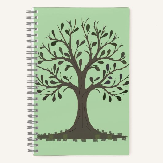 🌳 Pale Green Tree of Life Spiral Notebook ノートブック (正面)