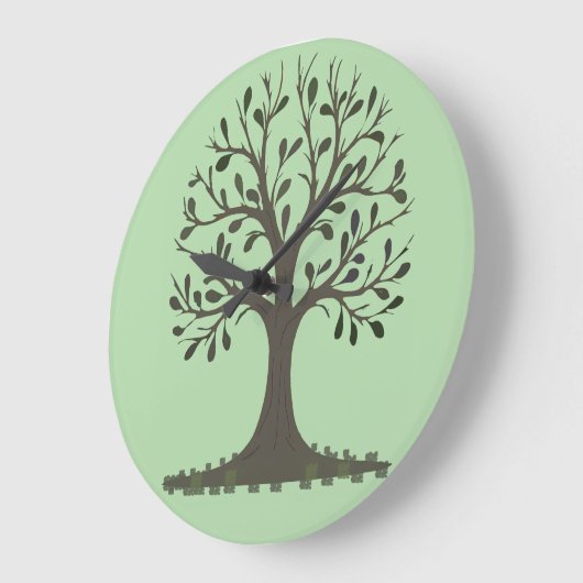 🌳 Pale Green Tree of Life Wall Clock  ラージ壁時計 (傾斜)