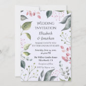 Pale Grey & Red Leaves Custom Wedding Invitation (正面)