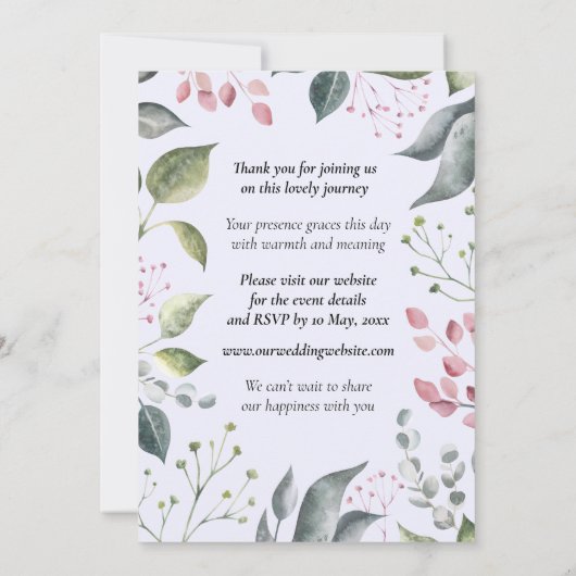 Pale Grey & Red Leaves Custom Wedding Invitation (裏面)