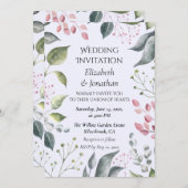 Pale Grey & Red Leaves Custom Wedding Invitation (正面/裏面)
