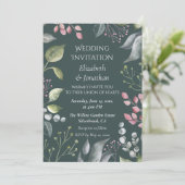 Pale Grey & Red Leaves Custom Wedding Invitation 招待状 (スタンド正面)