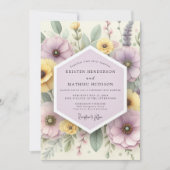 Pale Lavender Botanical Whimsy Wedding 招待状 (正面)