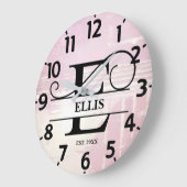 Pale Lavender Distressed E Monogram ラージ壁時計 (傾斜)